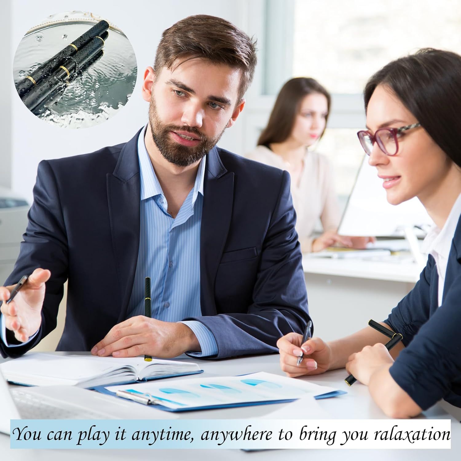 Black Magnetic Sticks Fidget Toys for Fidgeter, 8 Inch Long Magnetic Fidget Cylinder, Creative Three Cylinder Magnet Fidget Toys, ADHD Fidget Toys for School, Stress Relief Spinning Pen Skill Toy