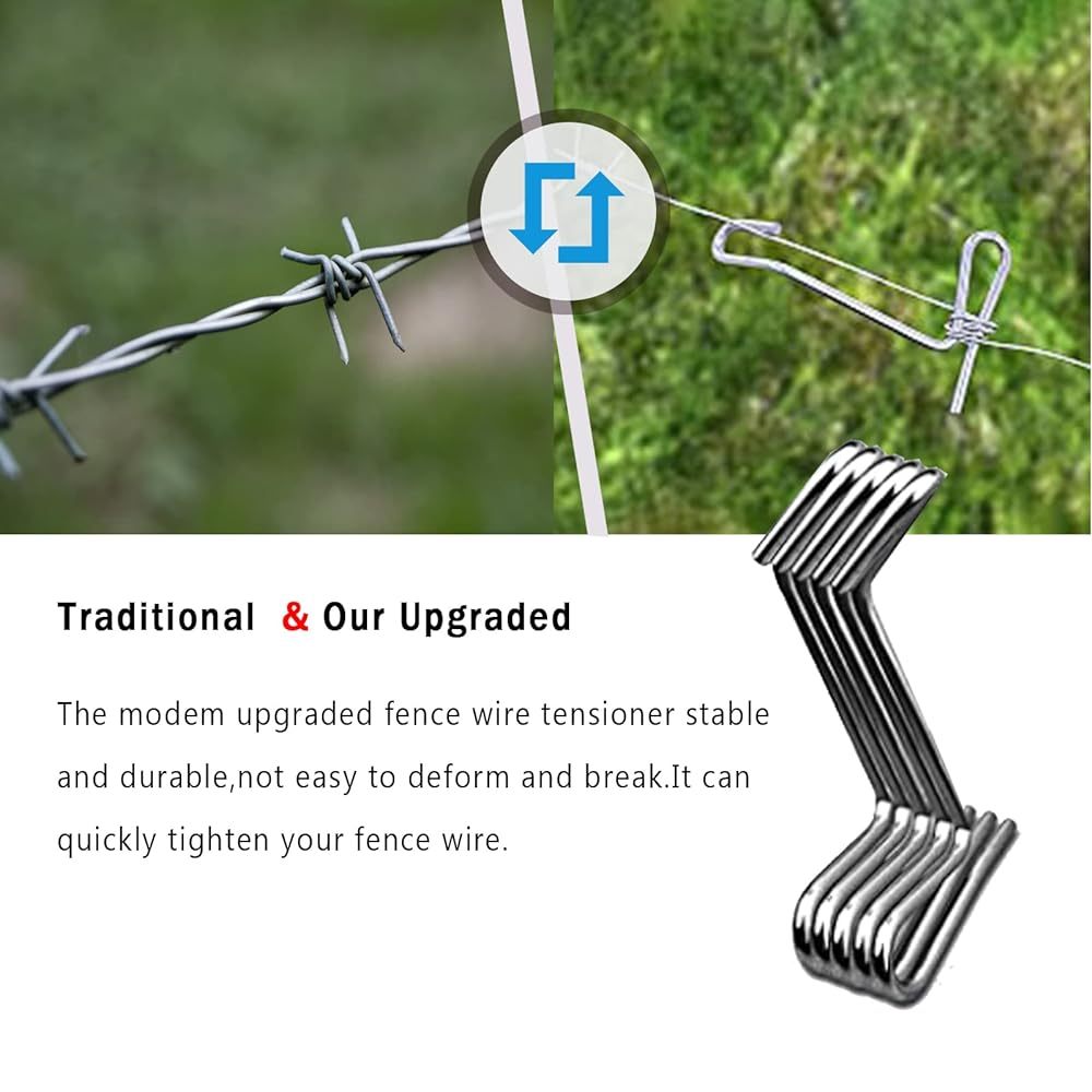 Fence Wire Tensioning Tool for Turnbuckles Barb Wire Tensioner with 304 Stainless Steel for Fast Tighting Metal Fence Post and Garden Fence Wire(20 PCS+Tighteners Handle)