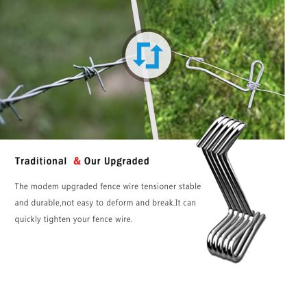 Fence Wire Tensioning Tool for Turnbuckles Barb Wire Tensioner with 304 Stainless Steel for Fast Tighting Metal Fence Post and Garden Fence Wire(20 PCS+Tighteners Handle)