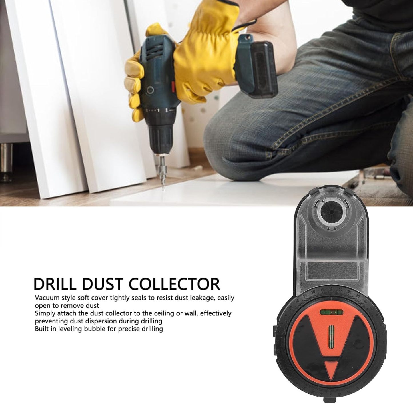🔥🔧Drill Dust Collector, 360° Rotatable 2-in-1 Drill Dust Collector – Effortless Dust-Free Drilling✨