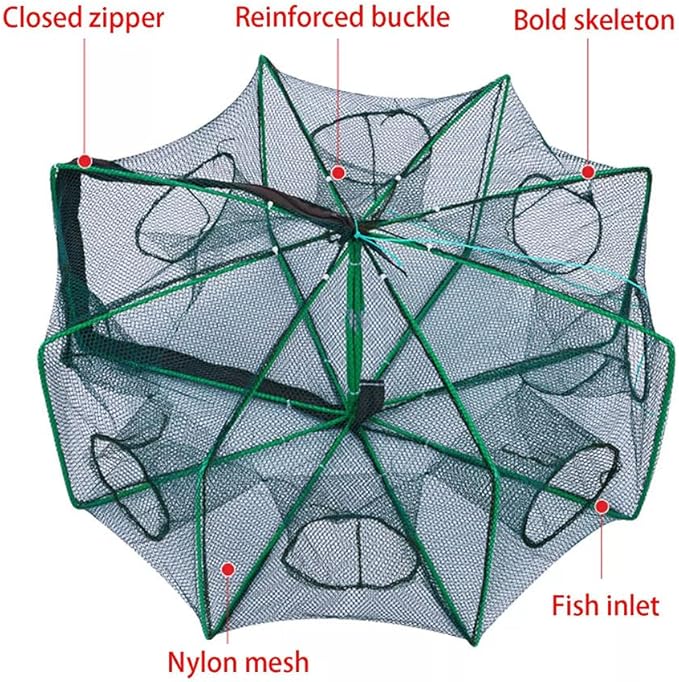 Auto-Foldable Strengthened Fishing Trap Net