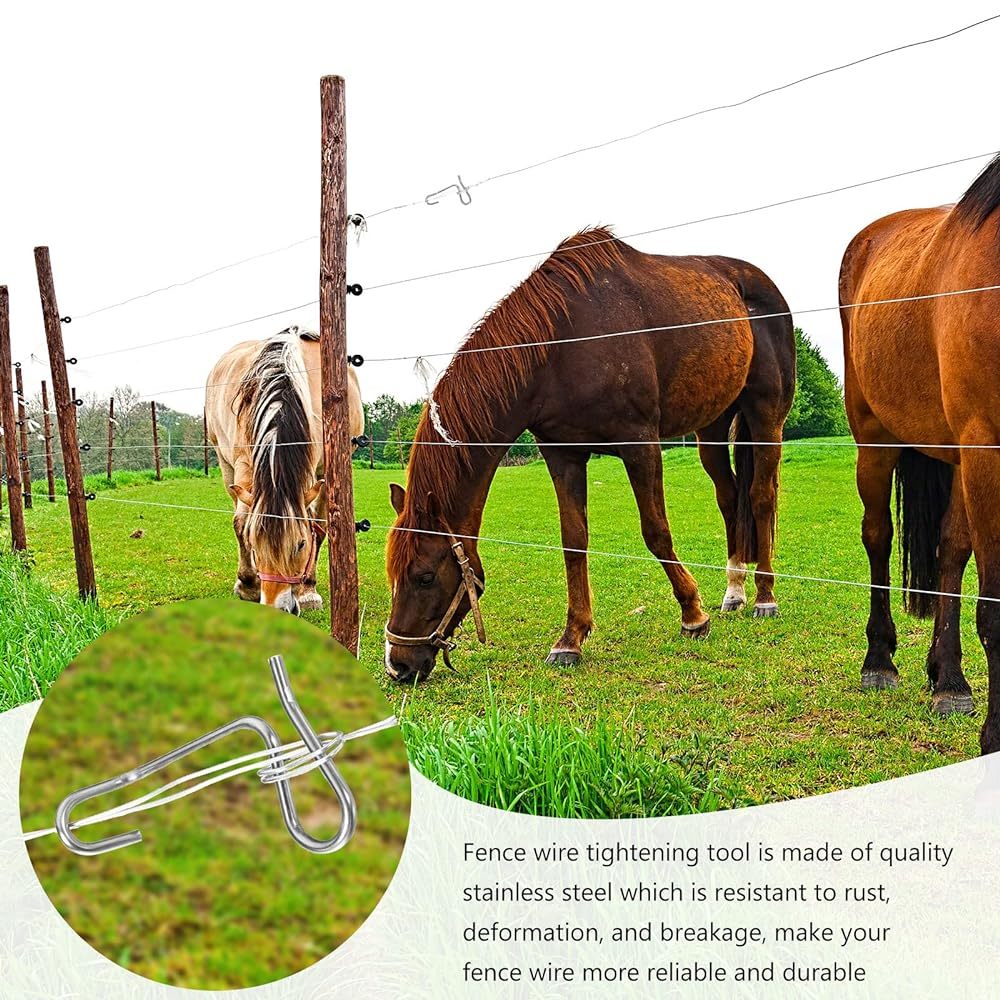 Fence Wire Tensioning Tool for Turnbuckles Barb Wire Tensioner with 304 Stainless Steel for Fast Tighting Metal Fence Post and Garden Fence Wire(20 PCS+Tighteners Handle)