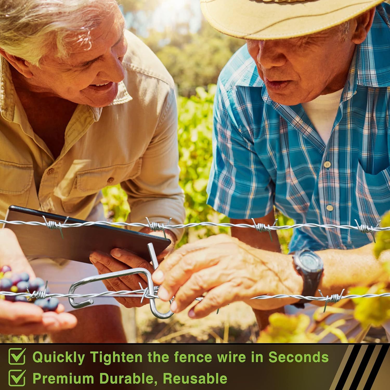 Fence Wire Tensioning Tool for Turnbuckles Barb Wire Tensioner with 304 Stainless Steel for Fast Tighting Metal Fence Post and Garden Fence Wire(20 PCS+Tighteners Handle)