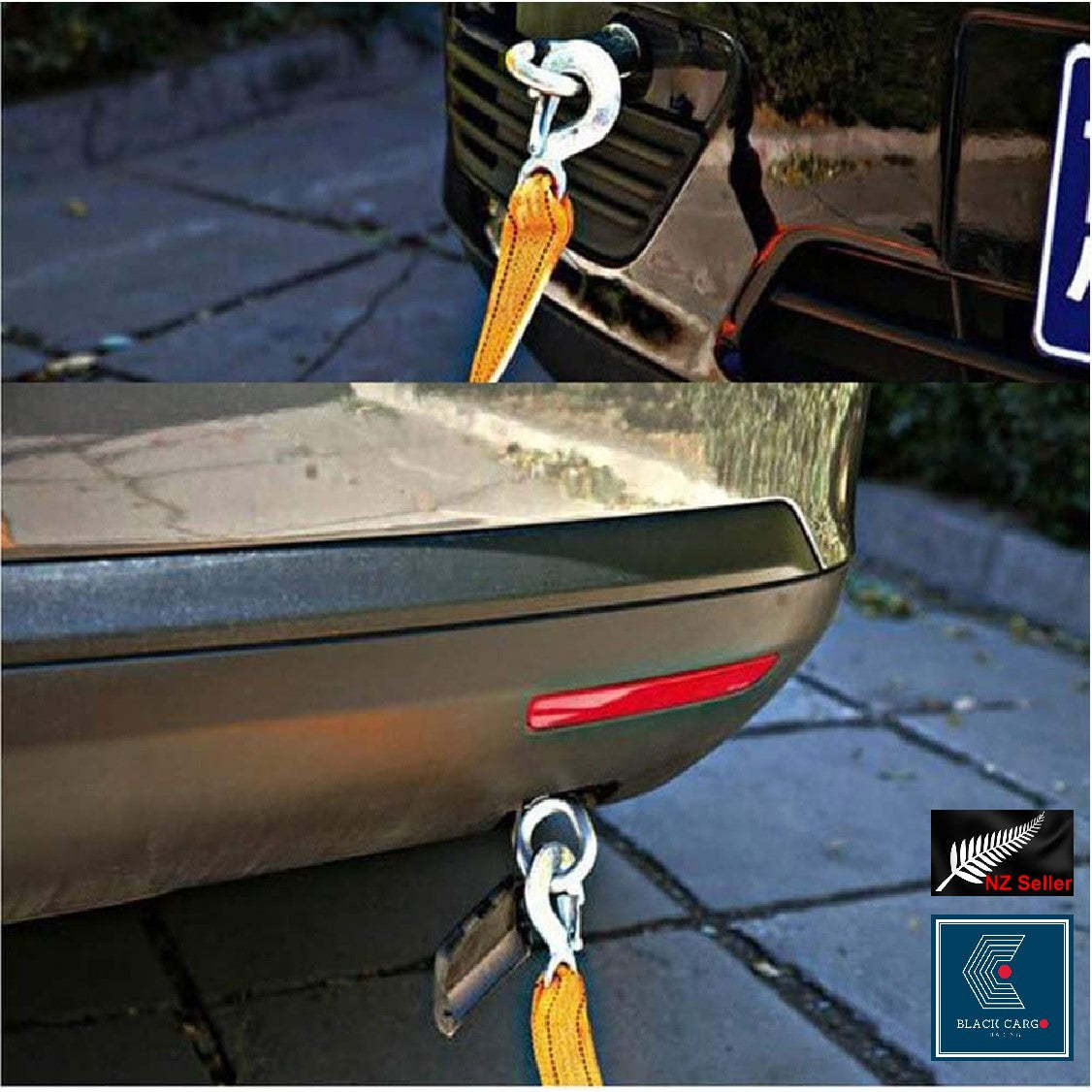 Heavy-Duty Vehicle Tow Strap Tow Rope with Hooks Recovery Rope 5Tons 4Meters