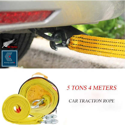 Heavy-Duty Vehicle Tow Strap Tow Rope with Hooks Recovery Rope 5Tons 4Meters