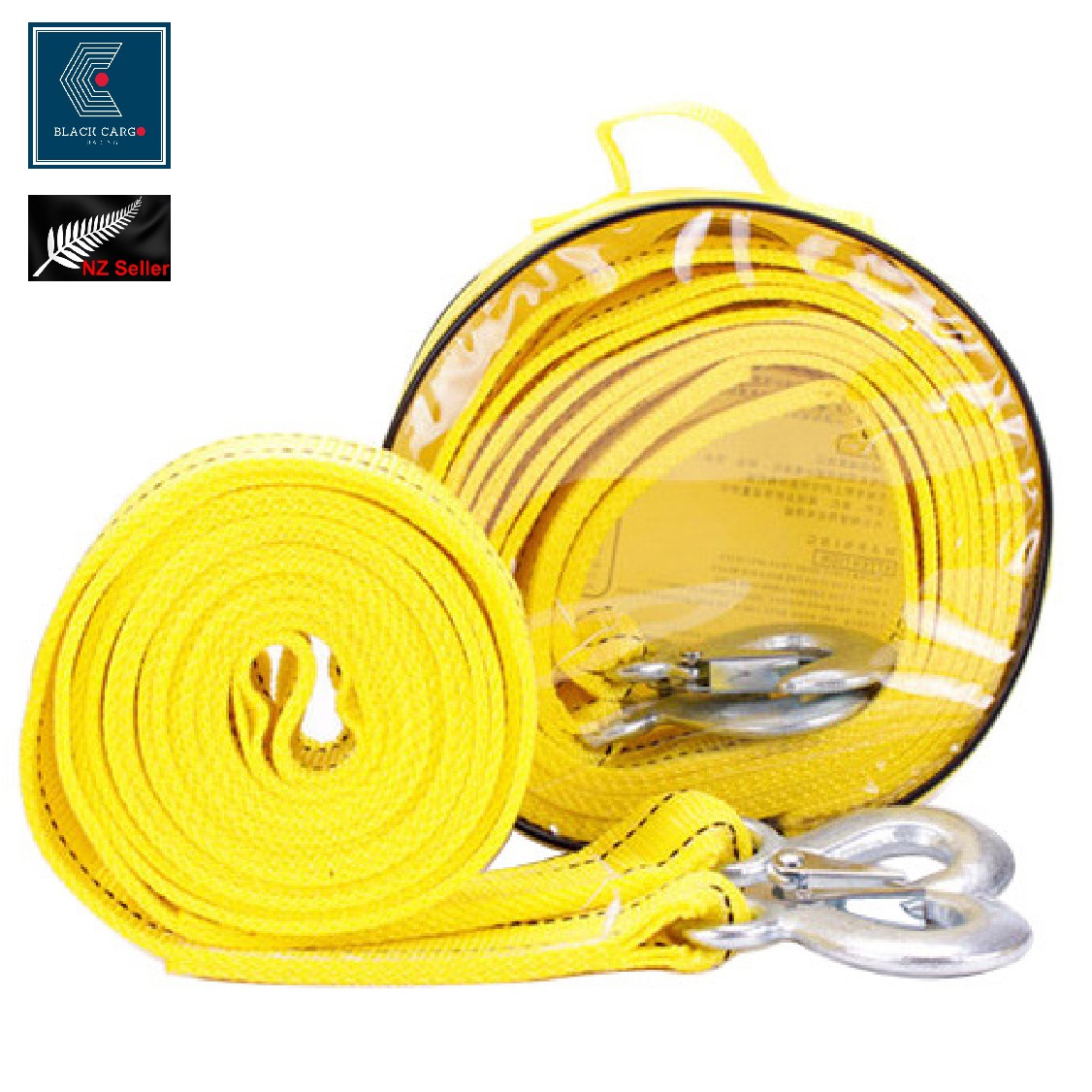 Heavy-Duty Vehicle Tow Strap Tow Rope with Hooks Recovery Rope 5Tons 4Meters