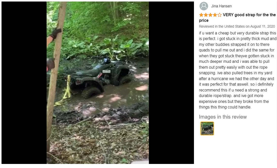 Heavy-Duty Vehicle Tow Strap Tow Rope with Hooks Recovery Rope 5Tons 4Meters