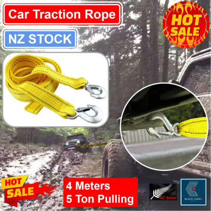Heavy-Duty Vehicle Tow Strap Tow Rope with Hooks Recovery Rope 5Tons 4Meters