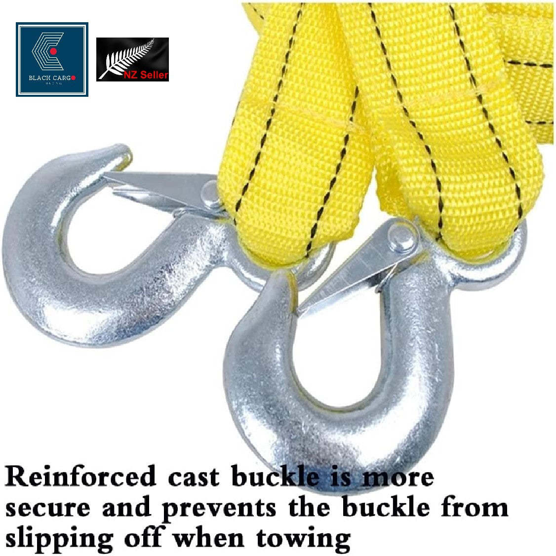 Heavy-Duty Vehicle Tow Strap Tow Rope with Hooks Recovery Rope 5Tons 4Meters