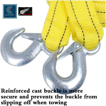 Heavy-Duty Vehicle Tow Strap Tow Rope with Hooks Recovery Rope 5Tons 4Meters