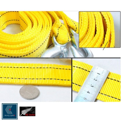 Heavy-Duty Vehicle Tow Strap Tow Rope with Hooks Recovery Rope 5Tons 4Meters