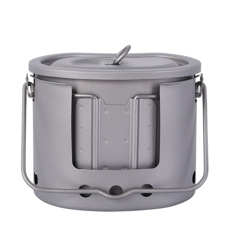 Outdoor Titanium Wood Burning Stove with Camping Pot - Ultra light!