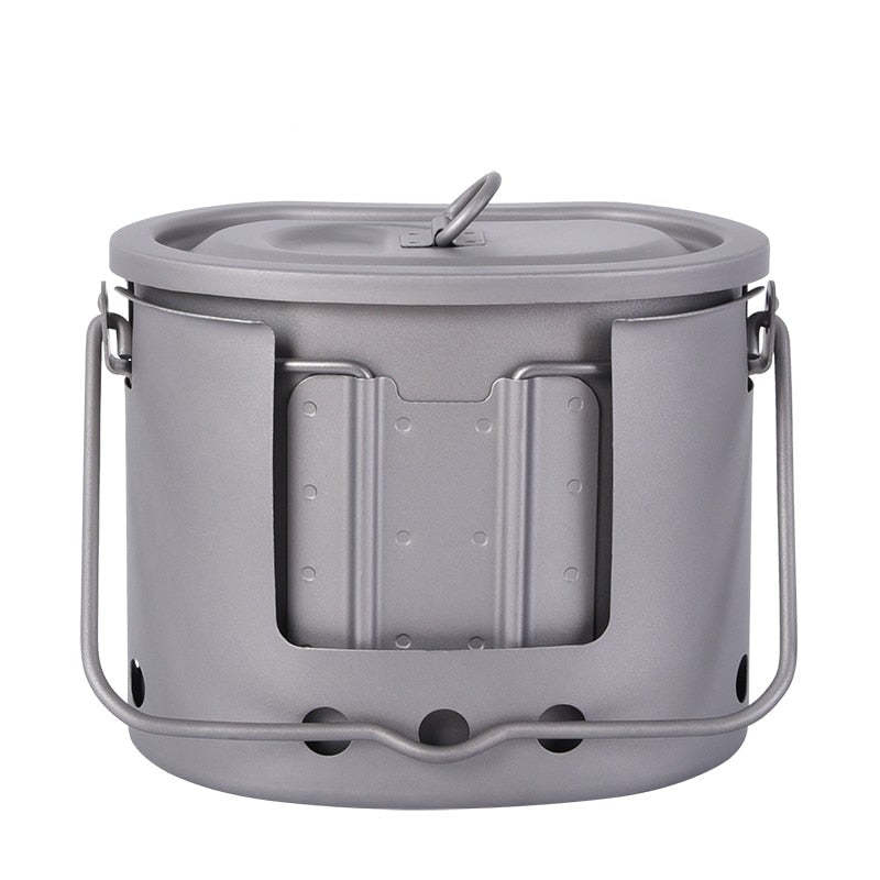 Outdoor Titanium Wood Burning Stove with Camping Pot - Ultra light!