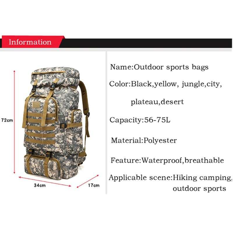 Advanture Must🔥Outdoor 80L Large Space Camouflage Men's Hiking Backpack