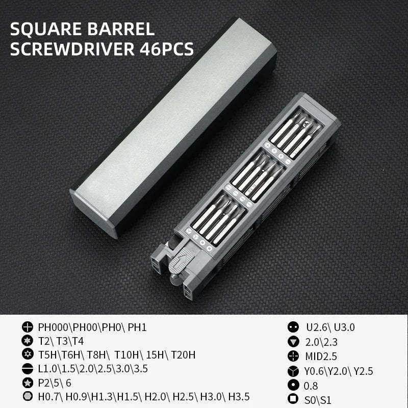 Tool set with multifunction screwdriver | 44-in-1 precision magnetic bits