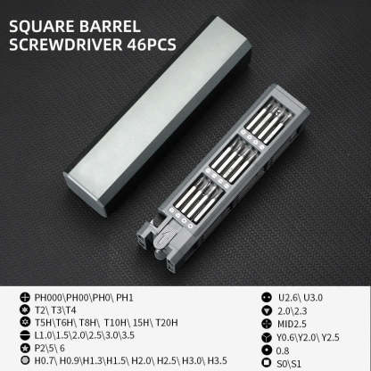 Tool set with multifunction screwdriver | 44-in-1 precision magnetic bits