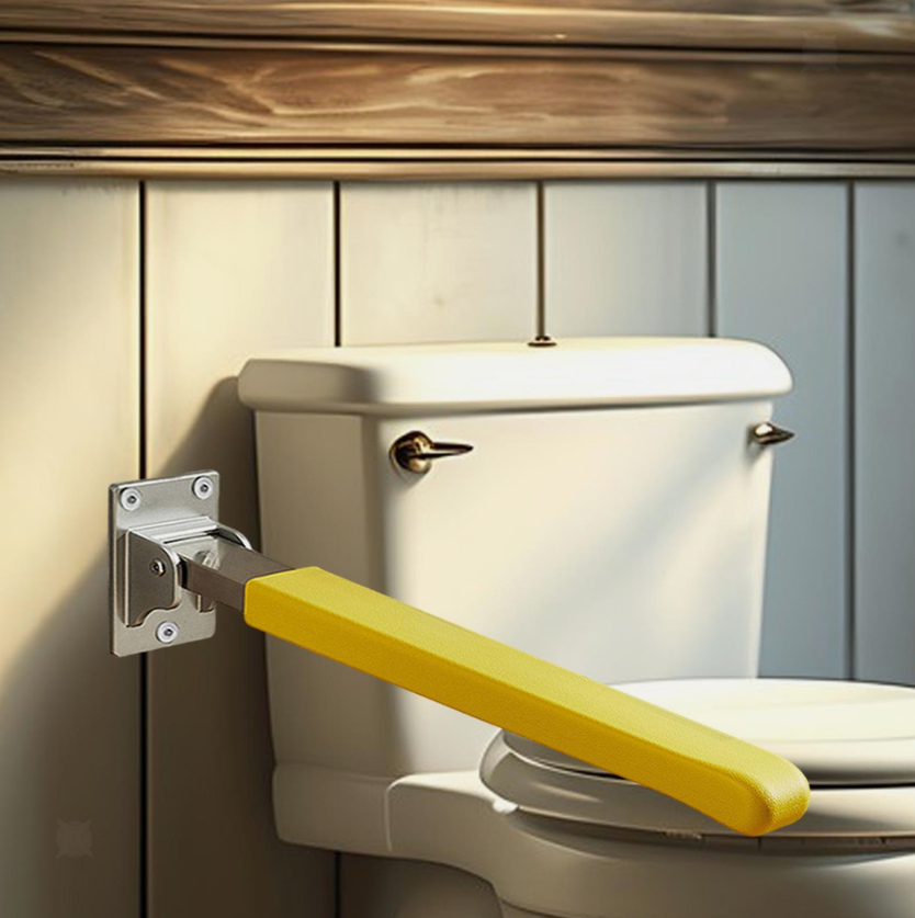 24in Fold-Up Toilet Grab Bar – Thickened, Anti-Slip, Wall-Mounted Safety Handle for Seniors