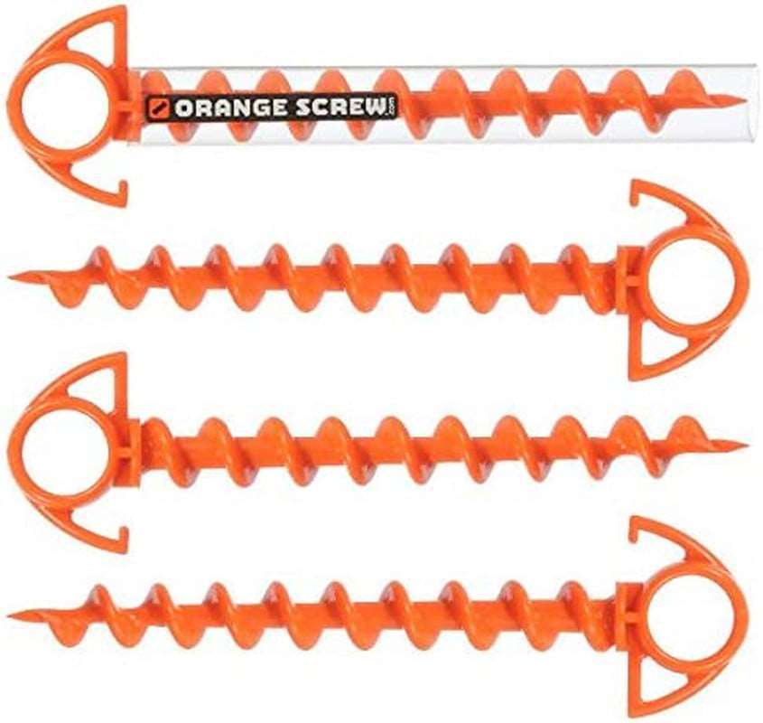 the Ultimate Ground Anchor | Small 4 Pack Tent Stakes | Made in USA (Orange)
