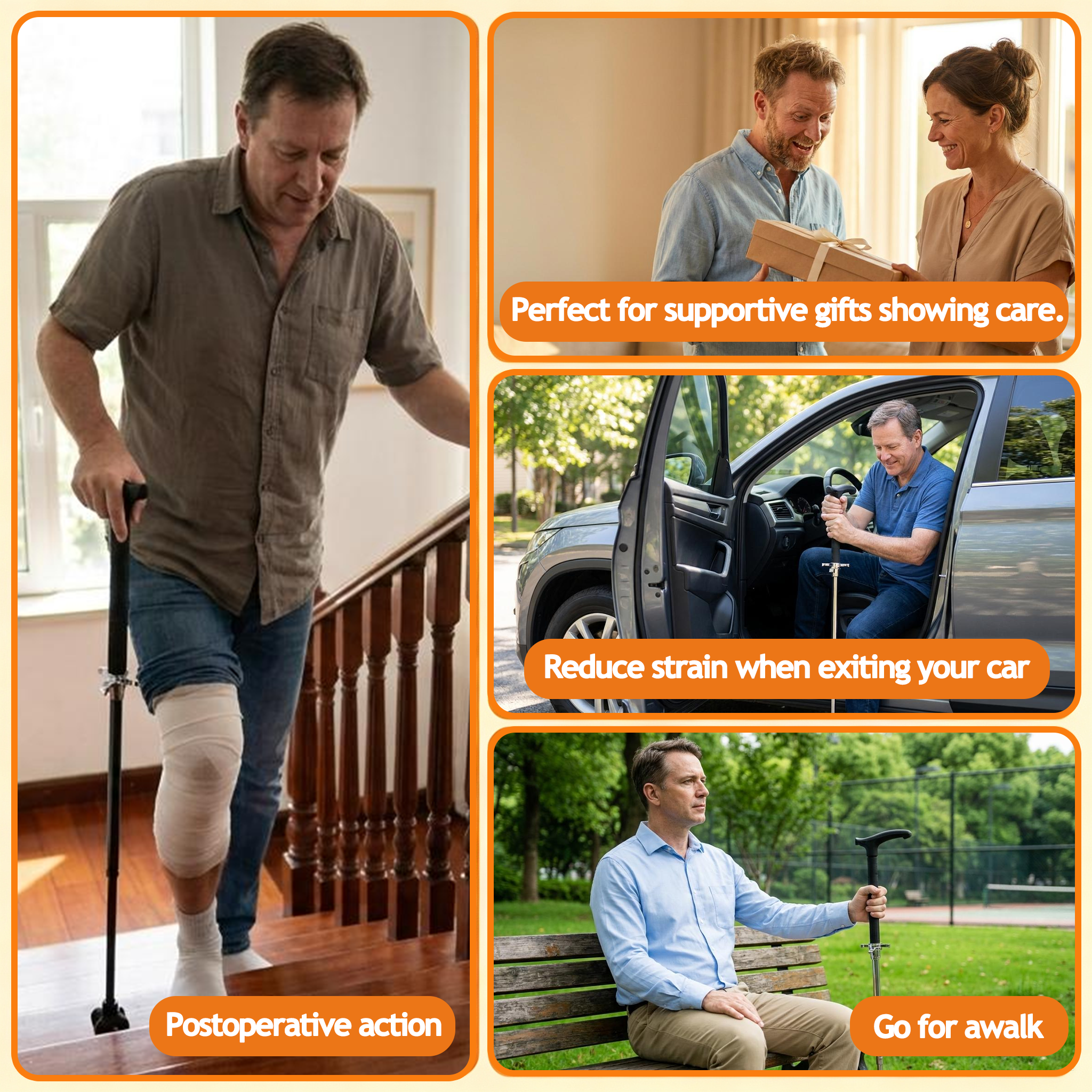 Multi-Function Detachable Support Cane