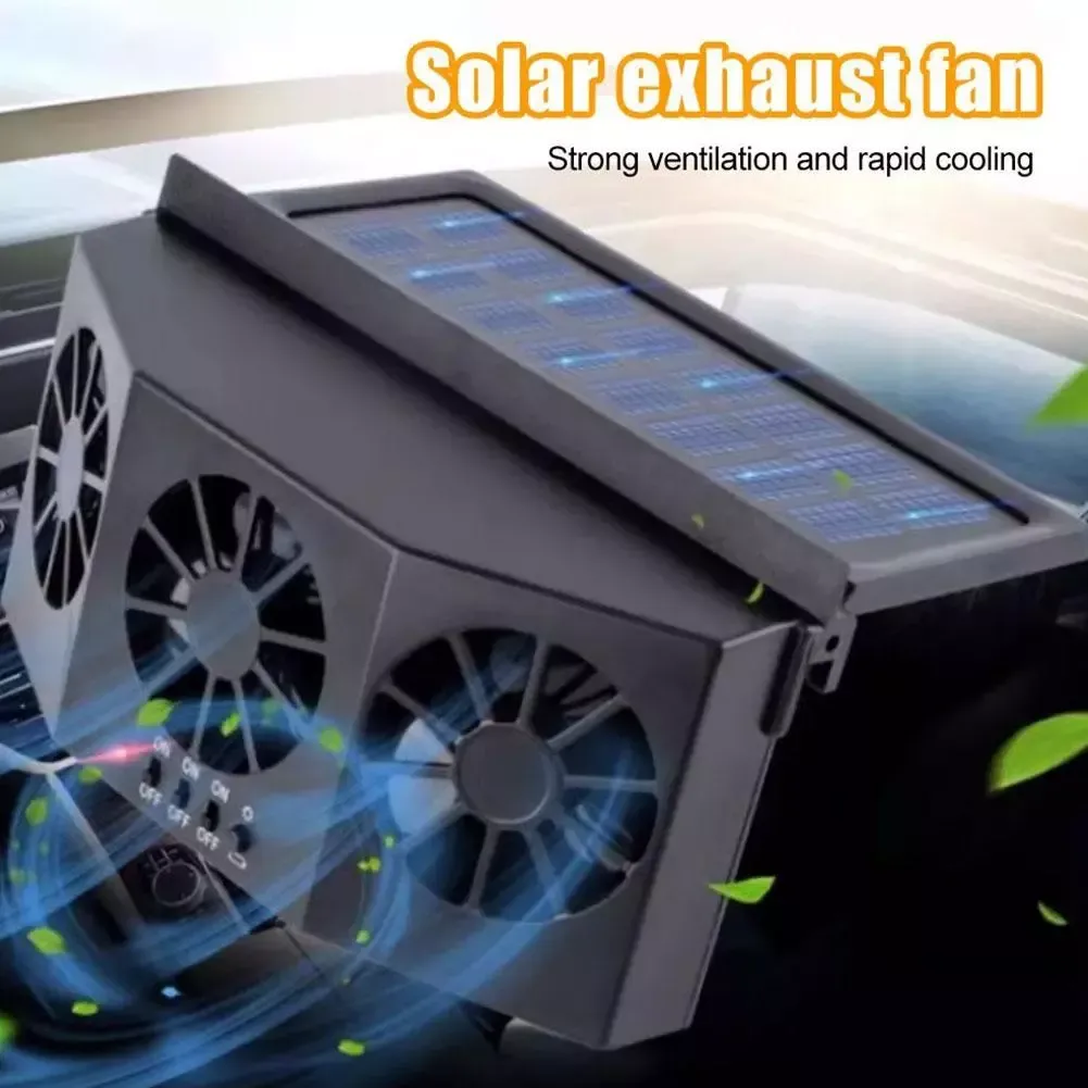 Car Cooling Fan Solar Powered Cooler Auto Window Air Vent Ventilation Exhaust
