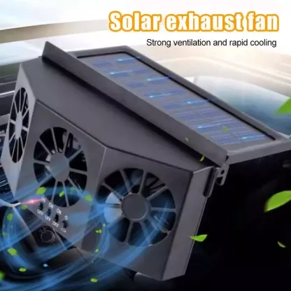 Car Cooling Fan Solar Powered Cooler Auto Window Air Vent Ventilation Exhaust