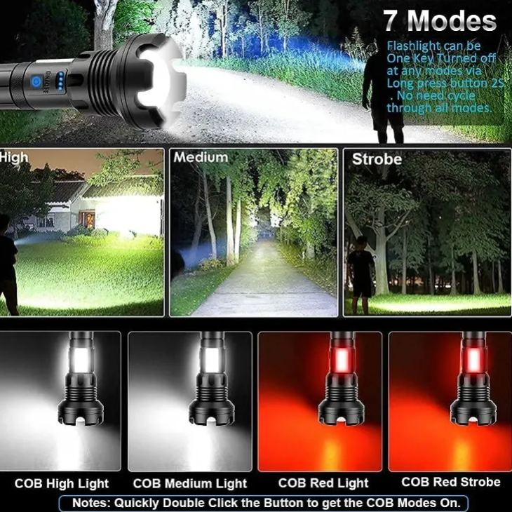 LED Rechargeable Tactical Laser Flashlight 90000 High Lumens