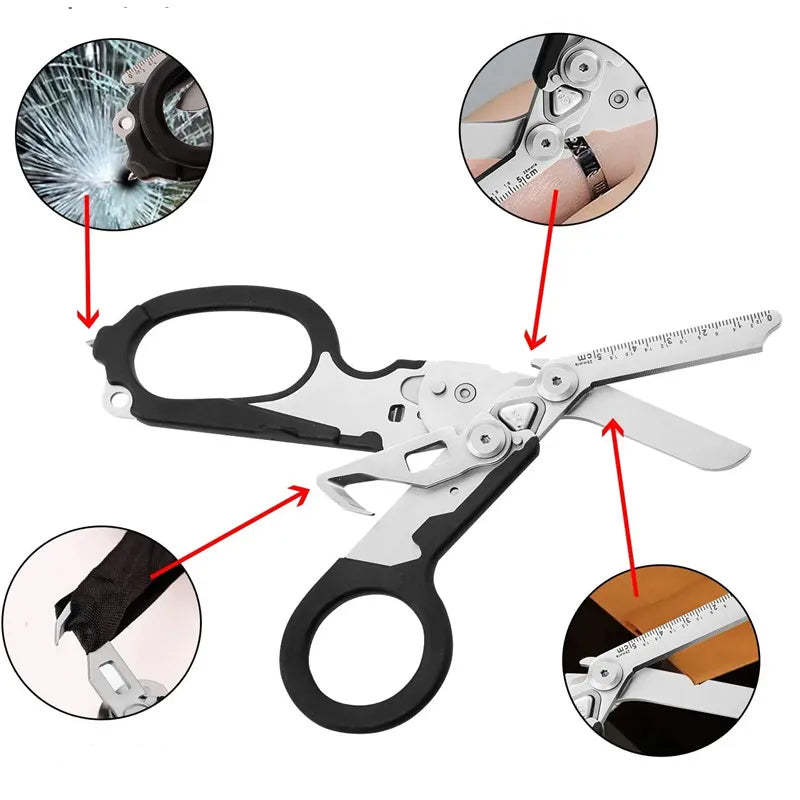 RECON GS2U Reaper x Emergency Response Shears 6 in 1 Multifunctional with Lock Holster