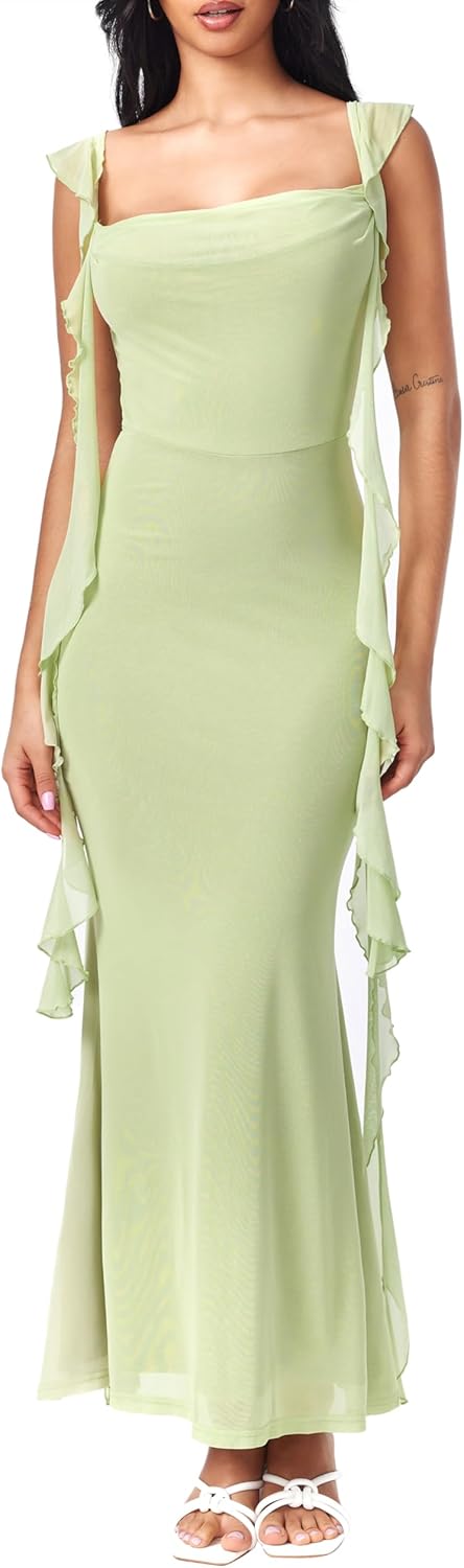 Formal Dresses for Women Summer Maxi Dress Ruffle Bodycon Dress