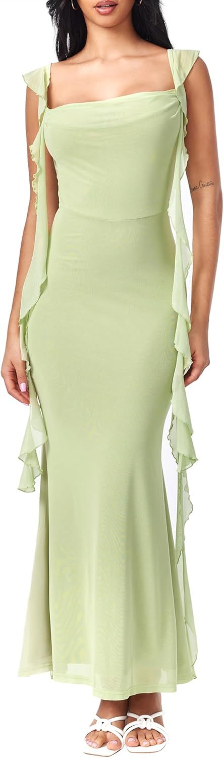 Formal Dresses for Women Summer Maxi Dress Ruffle Bodycon Dress