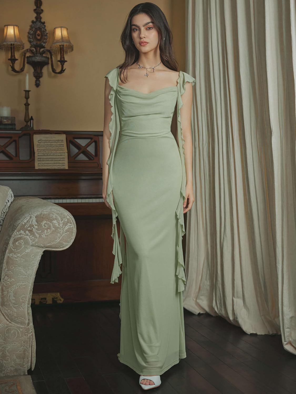 Formal Dresses for Women Summer Maxi Dress Ruffle Bodycon Dress