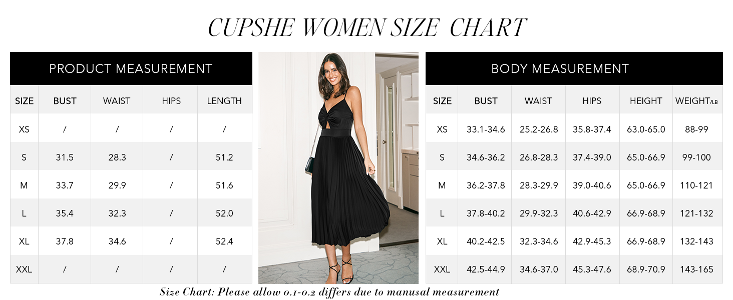 product size chart