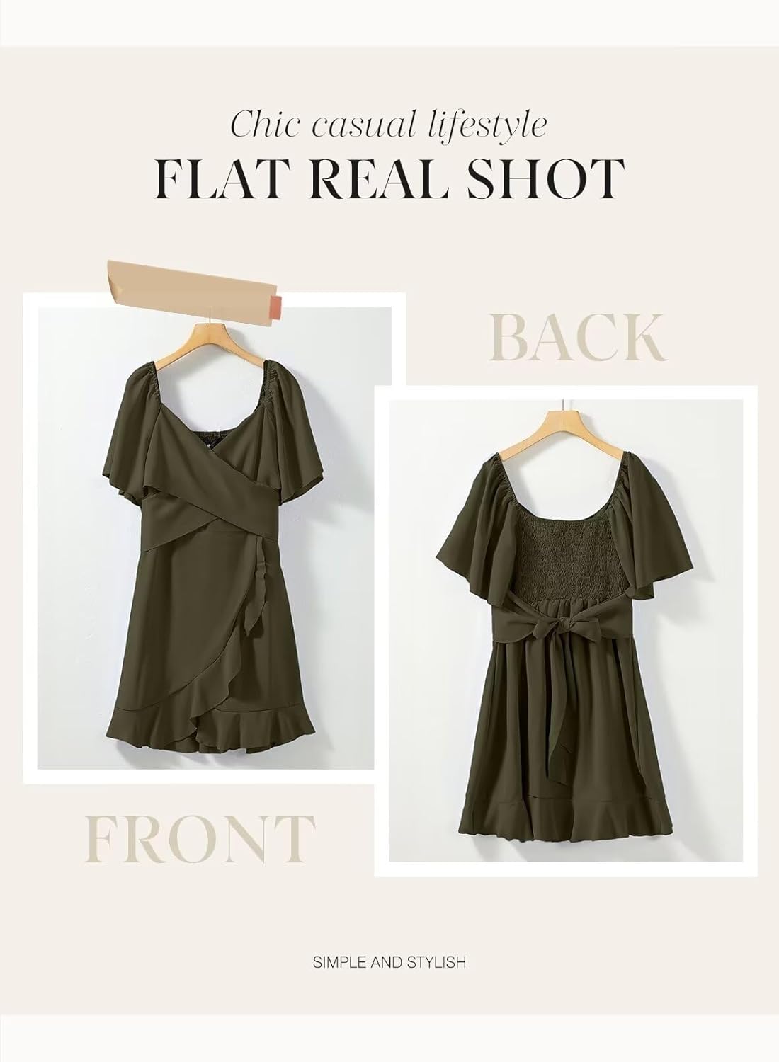 Women V Neck Wedding Guest Dress Smocked Elastic Waist Tiered Belted Mini Dress