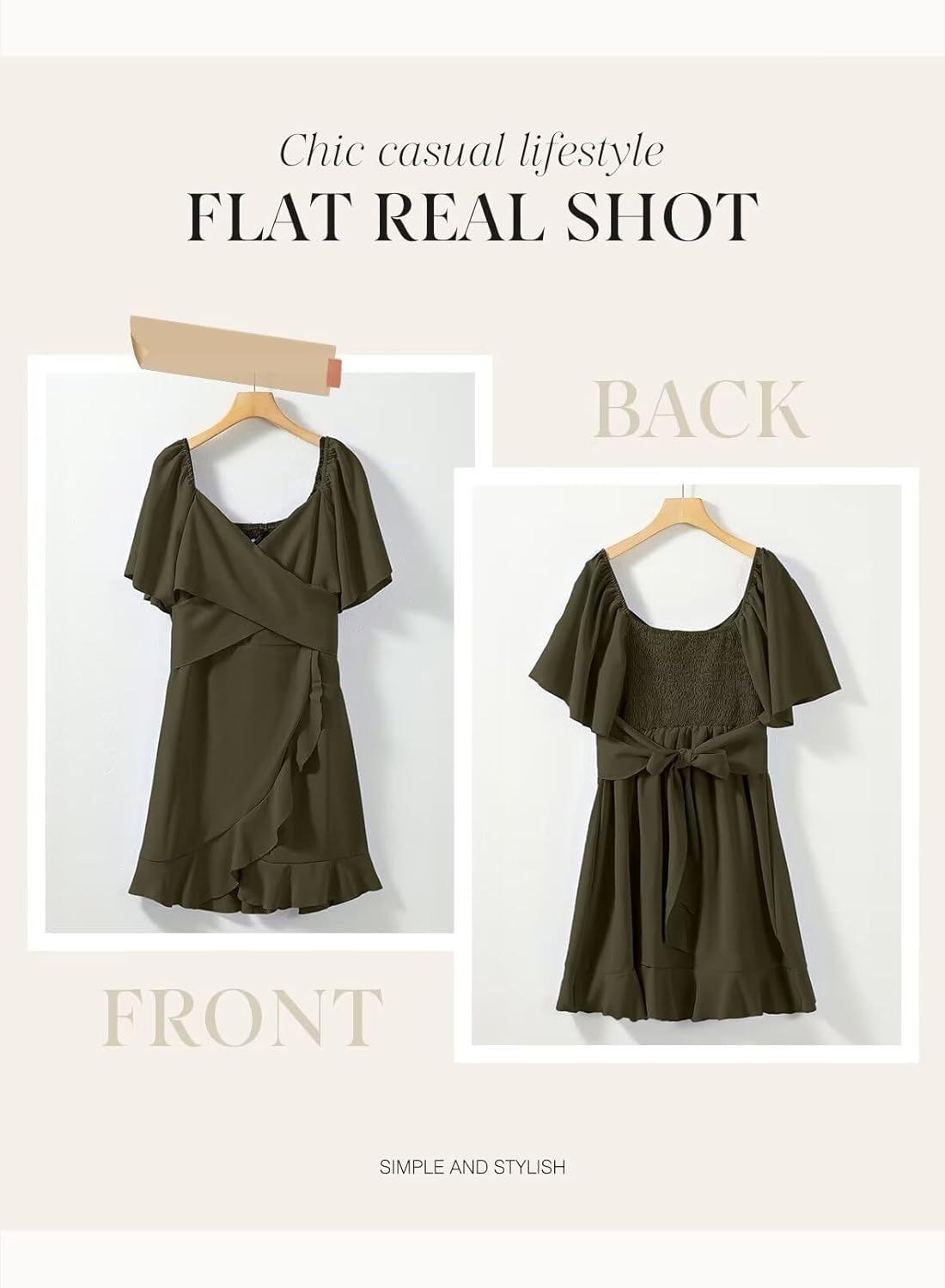 Women V Neck Wedding Guest Dress Smocked Elastic Waist Tiered Belted Mini Dress