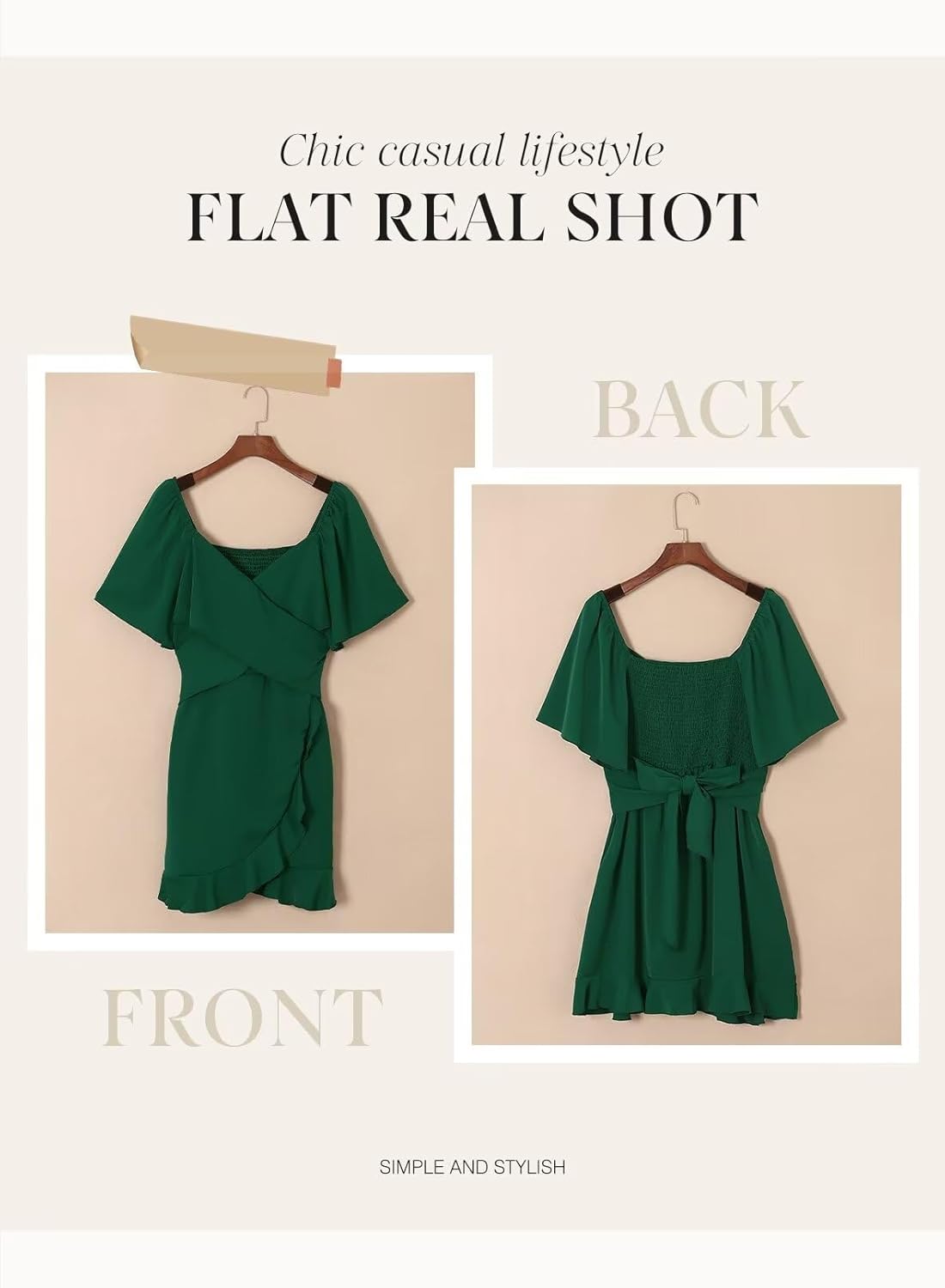 Women V Neck Wedding Guest Dress Smocked Elastic Waist Tiered Belted Mini Dress