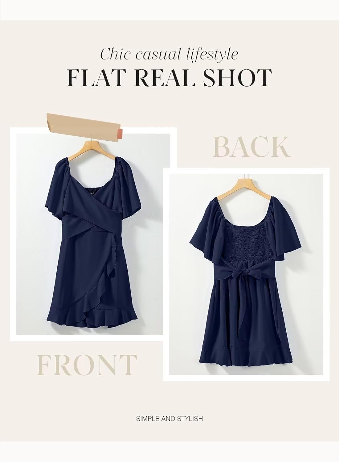 Women V Neck Wedding Guest Dress Smocked Elastic Waist Tiered Belted Mini Dress