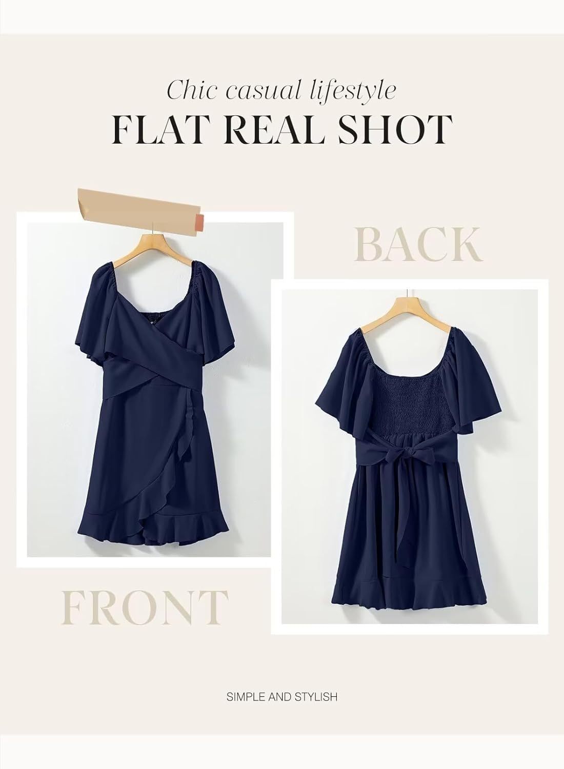 Women V Neck Wedding Guest Dress Smocked Elastic Waist Tiered Belted Mini Dress