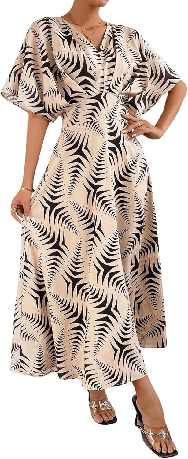 Women V Neck Ruched Evening Long Dress
