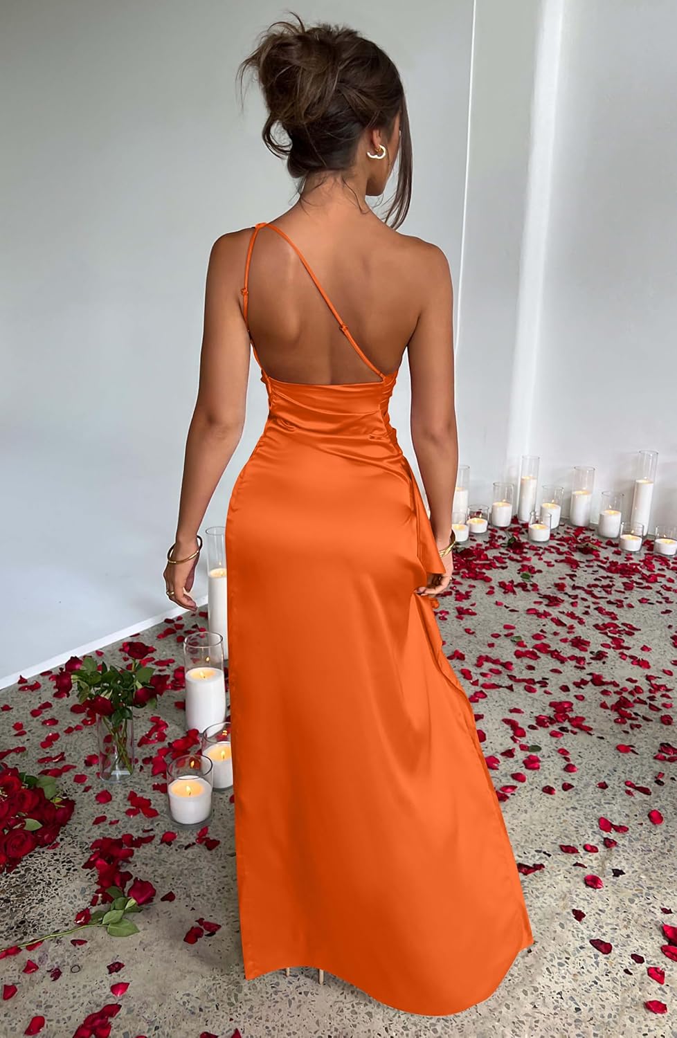 Women Sexy One Shoulder High Split Cocktail Wedding Party Maxi Dress