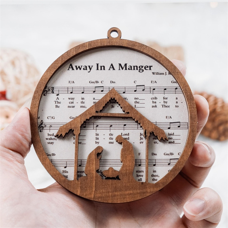 Set 5 Pieces Music Sheet Nativity Ornament