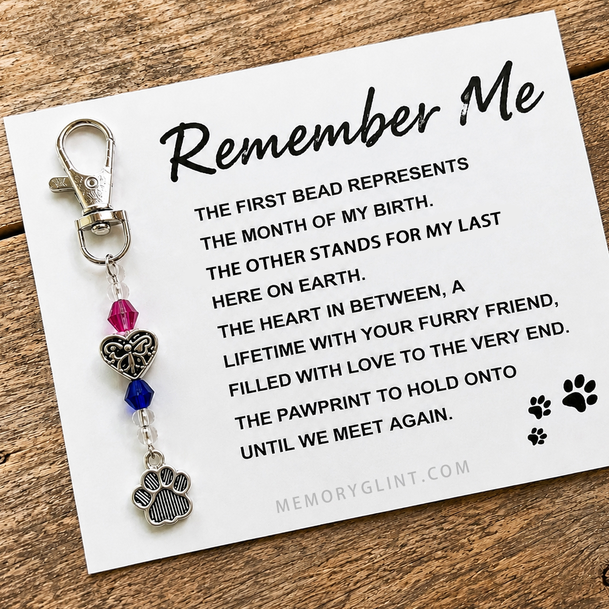 Remember Me- Sympathy Gift Heart Paw-Angel Paw