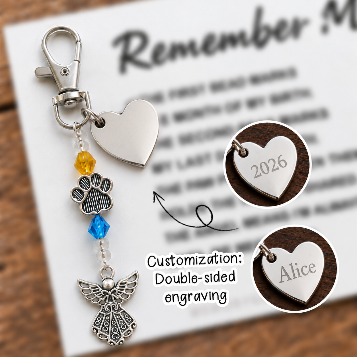 The Remember Me Poem & Charm, Heart Paw-Angel Paw