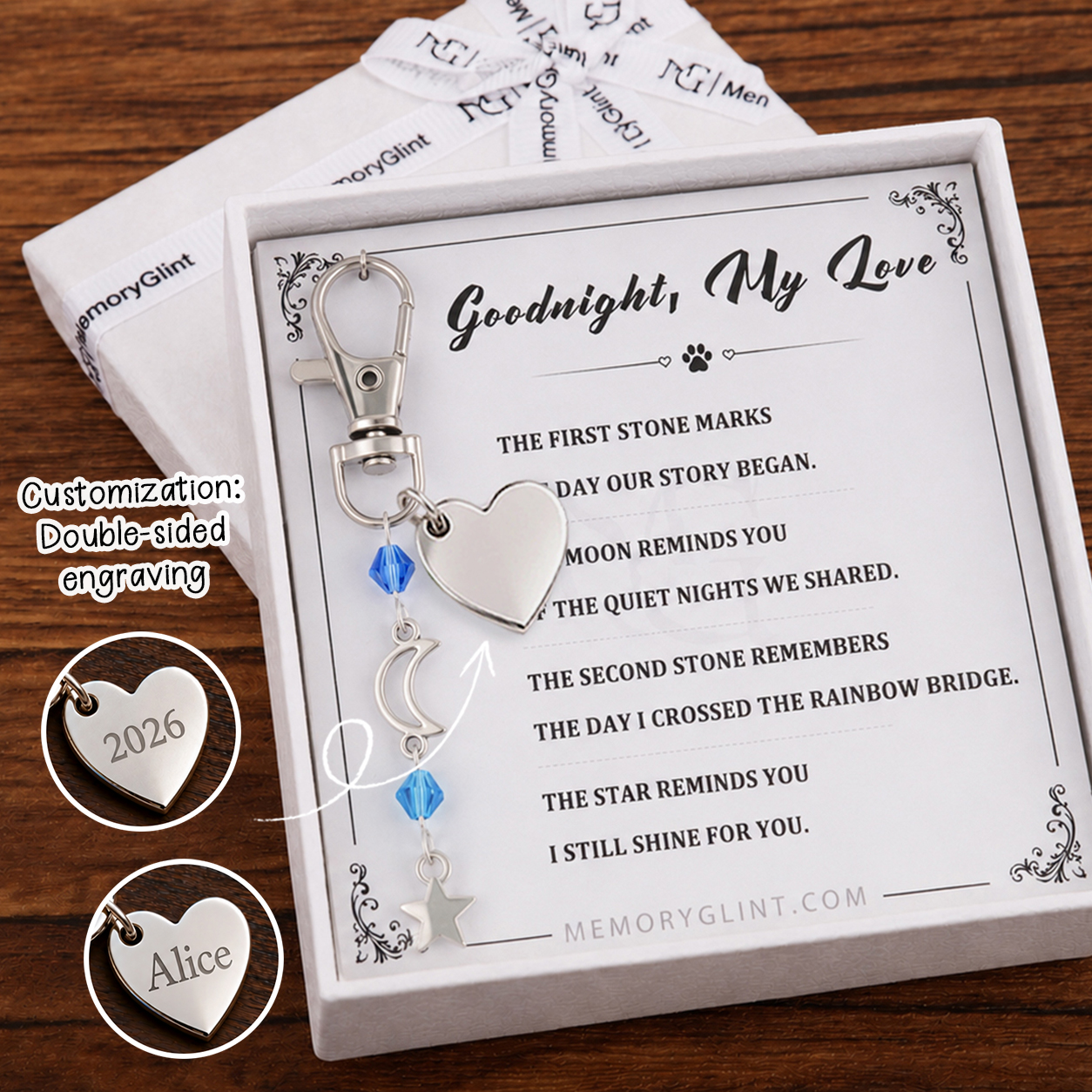 The Pet Love Goodnight, My Love Poem & Charm,Moon & Star