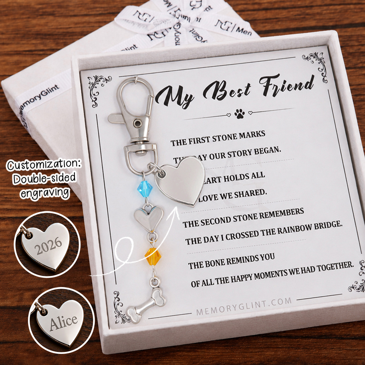 The Pet Love My Best Friend Poem & Charm,Heart-Bone