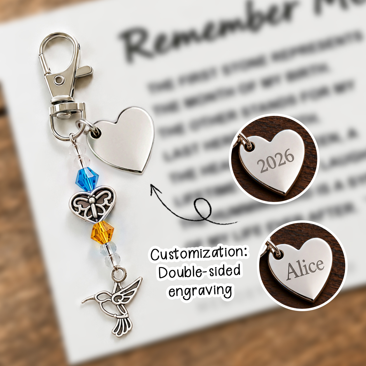 The Remember Me Poem & Charm – Hummingbird, Angel & Cross