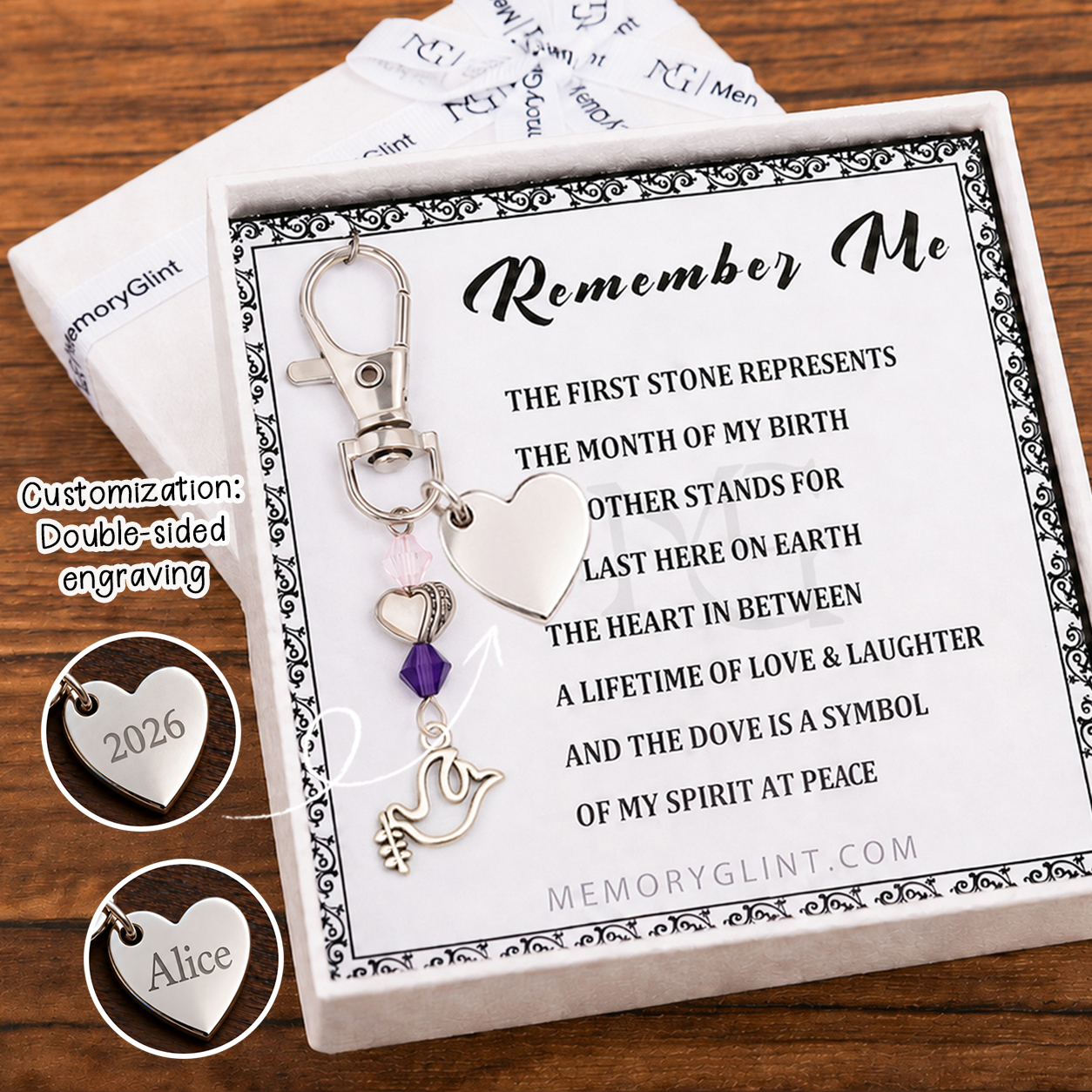 The Remember Me Poem & Charm, White Dove