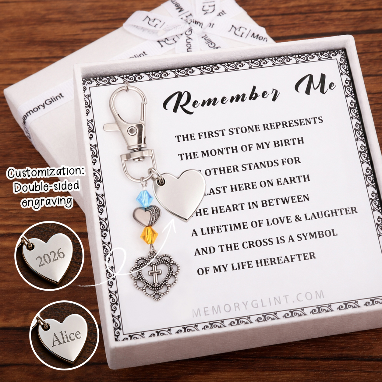The Remember Me Poem & Charm, Heart Cross