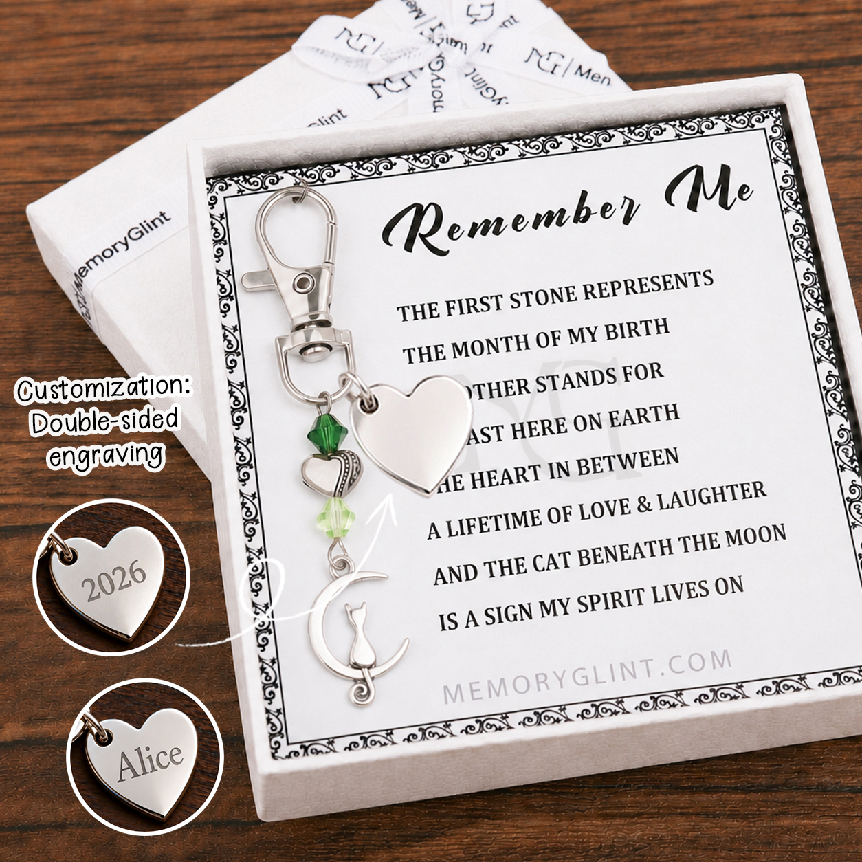 The Remember Me Poem & Charm, Moonlit Cat