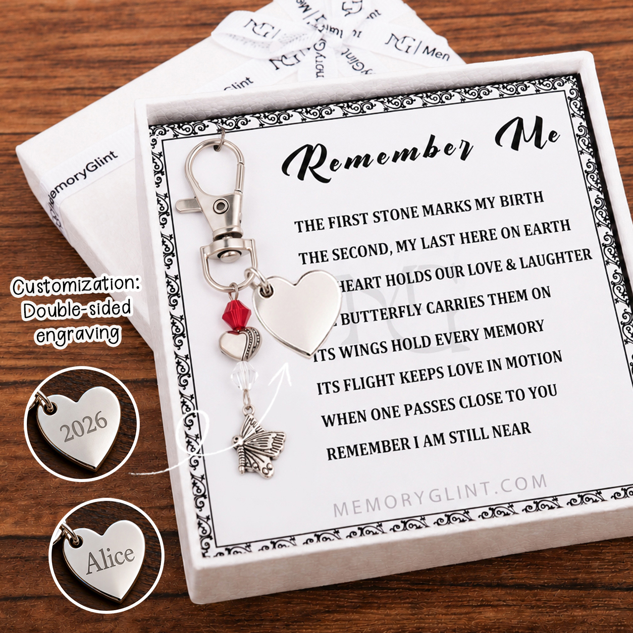 The Remember Me Poem & Charm, Love in Motion Butterfly
