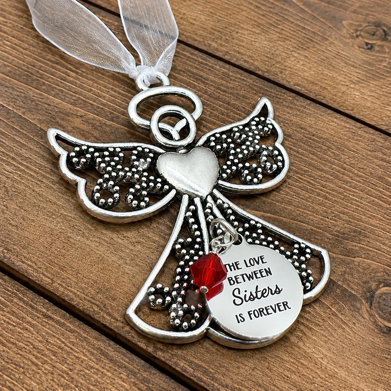 Sister Angel Car Charm – “The Love Between Sisters Is Forever” Memorial Gift