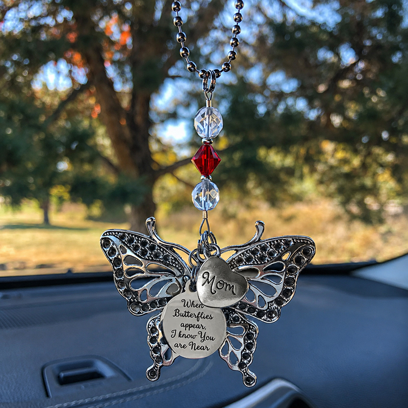 Custom Butterfly Memorial Gift "When Butterflies Appear I Know You are Near" & Large Butterfly Charm